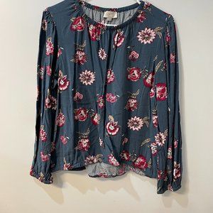 Loft Mixed Media Floral Shirt, Size Large (NWOT)